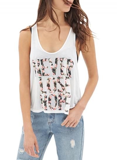 Oasap Women's Letter Graphic Scoop Neck Knit Tank