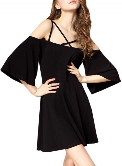 Oasap Women's Fashion Cold Shoulder Half Sleeve Mini Dress