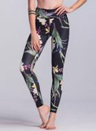 Oasap Fashion Floral Printed Skinny Fit Active Leggings