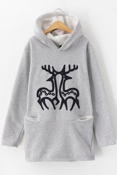 Oasap Lovely Deer Fleece Hoodie
