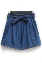 Oasap High Waist Bowknot Denim Shorts