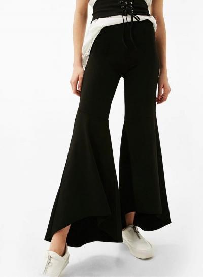 Oasap High Waist Boot Cut Black Dip Hem Pants