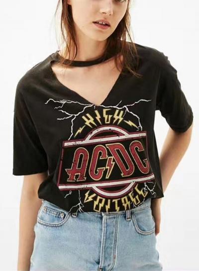 Oasap V Neck Lightning Tee Shirt