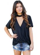 Oasap Choker Neck V Cut Drape Loose Fit Top