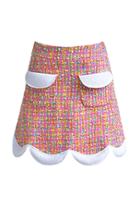 Oasap Contrast Color A-line Petal Edge Tweed Skirt