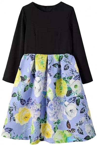 Oasap Elegant Floral High Waisted Dress