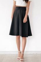 Oasap Charming Solid Flare Midi Woman Skirt