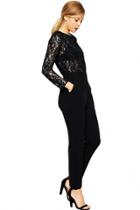 Oasap Stylish Lace Contrast Jumpsuit