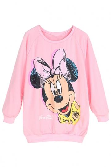 Oasap Pink Graphic Sweatshirt