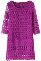 Oasap Lovable Purple Crochet Lace Mini Dress