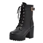Oasap Block Heels Round Toe Platform Gladiator Boots
