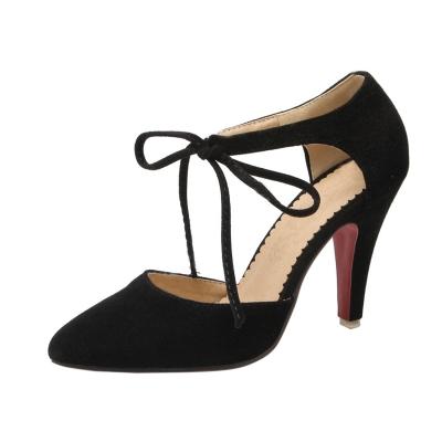 Oasap Pointed Toe Solid Color Lace Up Stiletto Heels Pumps