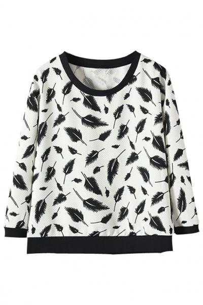 Oasap Essential Feather Pattern Sweatshirt