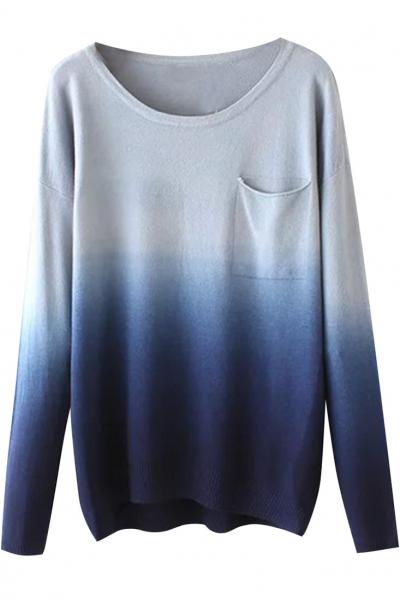 Oasap Fashion Gradient Ramp Pullover Sweater