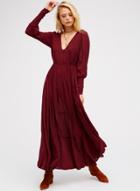 Oasap V Neck Long Sleeve Lace Up Maxi Dress