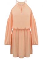 Oasap Women's Cut Out Shoulder Long Sleeve Mini Chiffon Dress