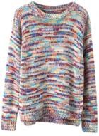 Oasap Women's Casual Multicolored Long Sleeve Knitted Pullover Sweater