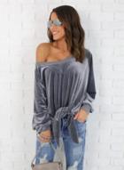 Oasap One Shoulder Long Sleeve Loose Fit Solid Blouse