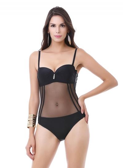 Oasap Sexy Mesh Panel Sheer Swimsuit