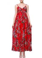 Oasap Women Floral Print V Neck Spaghetti Strap Maxi Chiffon Dress