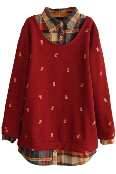 Oasap Pineapple Print Shirt Sweatshirt