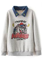 Oasap Happy Bulldog Pattern Sweatshirt