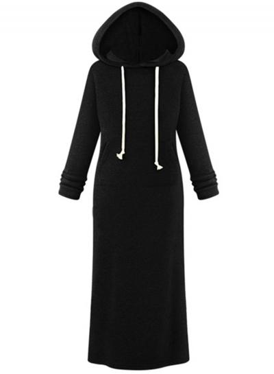 Oasap Hooded Pullover Maxi Sweatshirt Dress