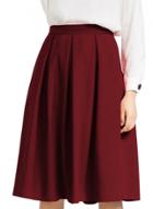 Oasap High Waist Solid Color Pleated Skirt
