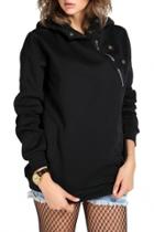 Oasap Fashion Oblique Zip Front Hooded Sweatshirt