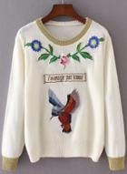 Oasap Fashion Long Sleeve Embroidered Knit Sweater