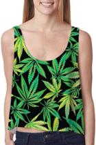 Oasap Summer Leaf Graphic Sleeveless Crop Top