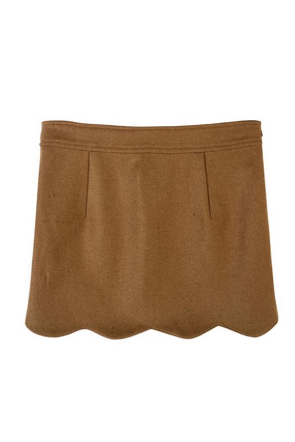 Oasap Hip Hugging Wool Skirt With Petal Edge