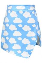 Oasap Stylish Cloud Printed Irregular Mini Skirt