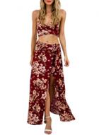 Oasap Women Floral Print V Neck Crop Top Slit Skirt Matching Set