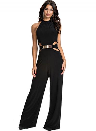 Oasap Halter Sleeveless Off Shoulder Wide Leg Jumpsuit