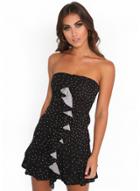 Oasap Fashion Sexy Chest Wrapped Flounced Mini Dress With Polka Dots