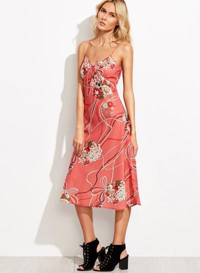Oasap Fashion Floral Spaghetti Strap Backless Dress