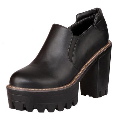 Oasap Solid Color Block Heels Slip-on Platform Shoes