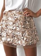 Oasap Fashion Sexy Summer Sequins Short Skirt With Zip