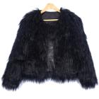 Oasap Fashion Long Sleeve Open Front Faux Fur Coat