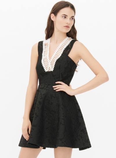 Oasap V Neck Sleeveless A-line Embroidery Party Dress