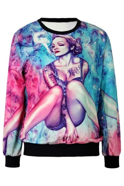 Oasap Sexy Beauty Graphic Sweatshirt