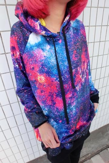Oasap Mysterious Galaxy Print Hoodie