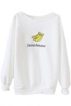 Oasap Sweatbanana Embroidery Fleece Cozy Sweatshirt For Women