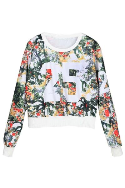 Oasap Nature-oriented Pattern Sweatshirt