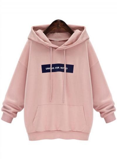Oasap Casual Letter Printed Loose Pullover Hoodie With Pocket