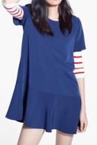 Oasap Candy Color Short Sleeves Mini Dress