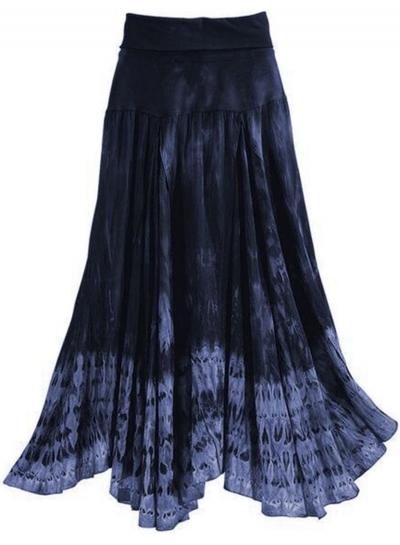 Oasap Fashion Tie Dye Pleated Maxi Skirt