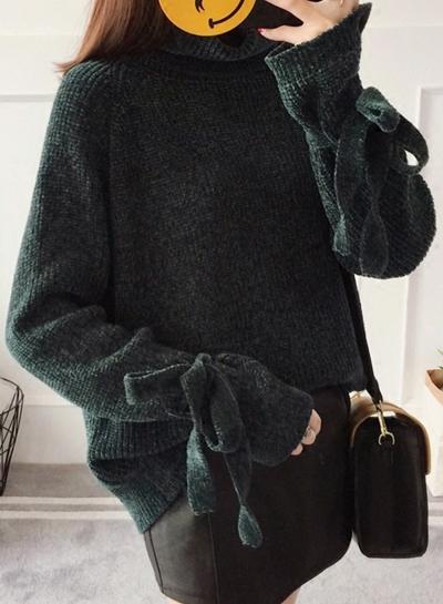 Oasap Fashion High Neck Loose Fit Knit Sweater