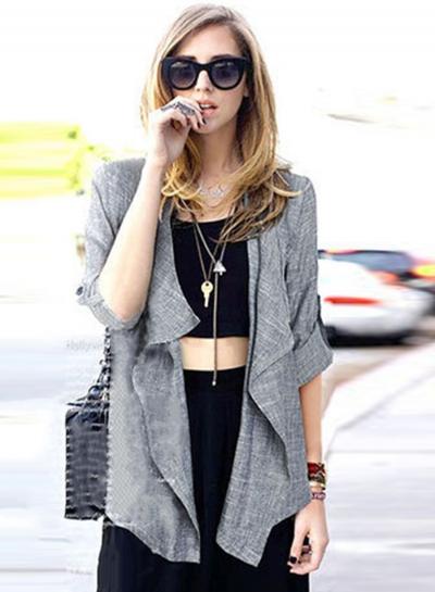 Oasap Casual 3/4 Sleeve Open Front Cardigan